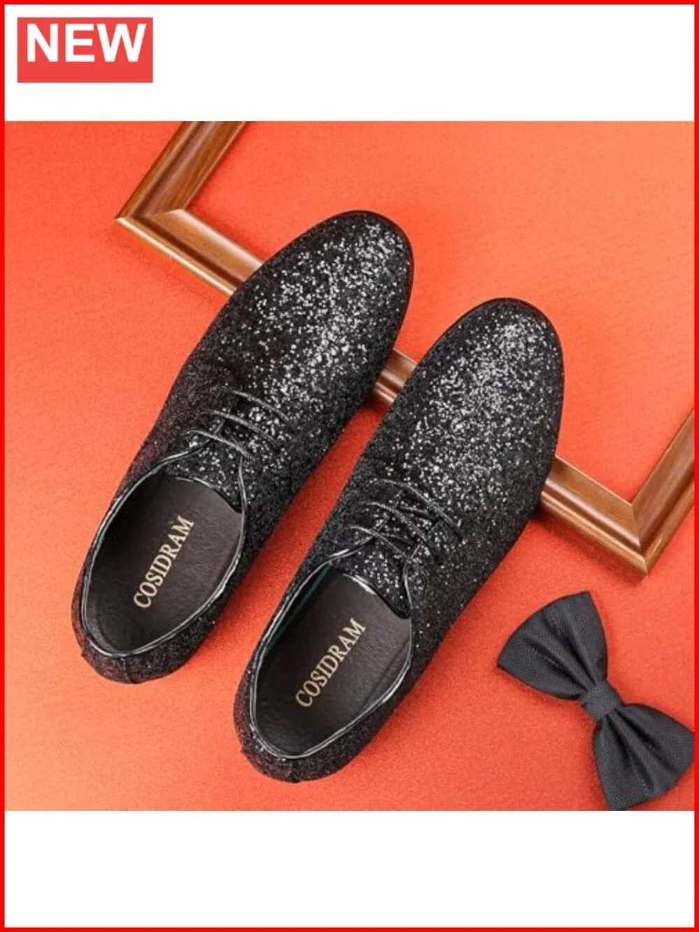 Men's Oxfords Lace Up Sequins Dress Shoes Metallic Glitter Tuxedo Party